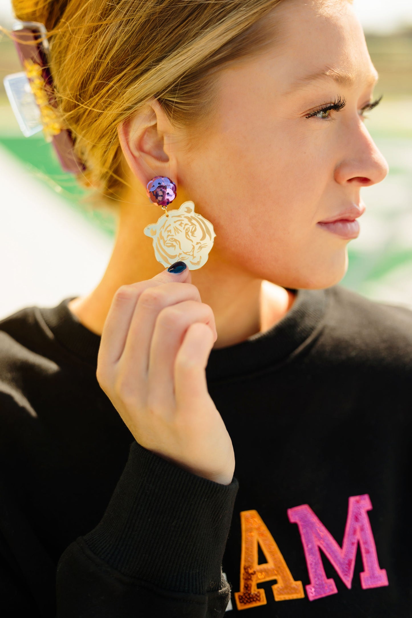 Sequin Tiger Earrings