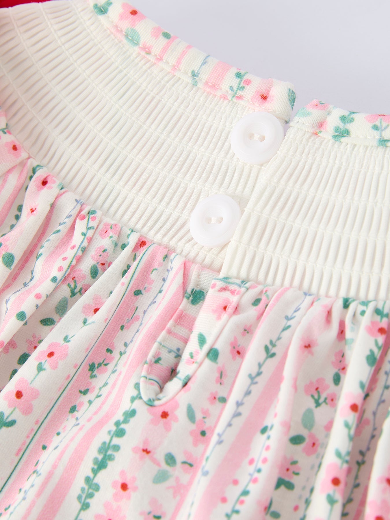 Pink Spring Floral Smocked Baby Girl Bubble