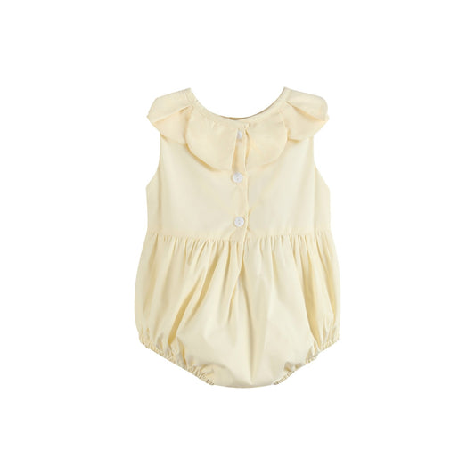 Yellow Petal Collared Smocked Bubble