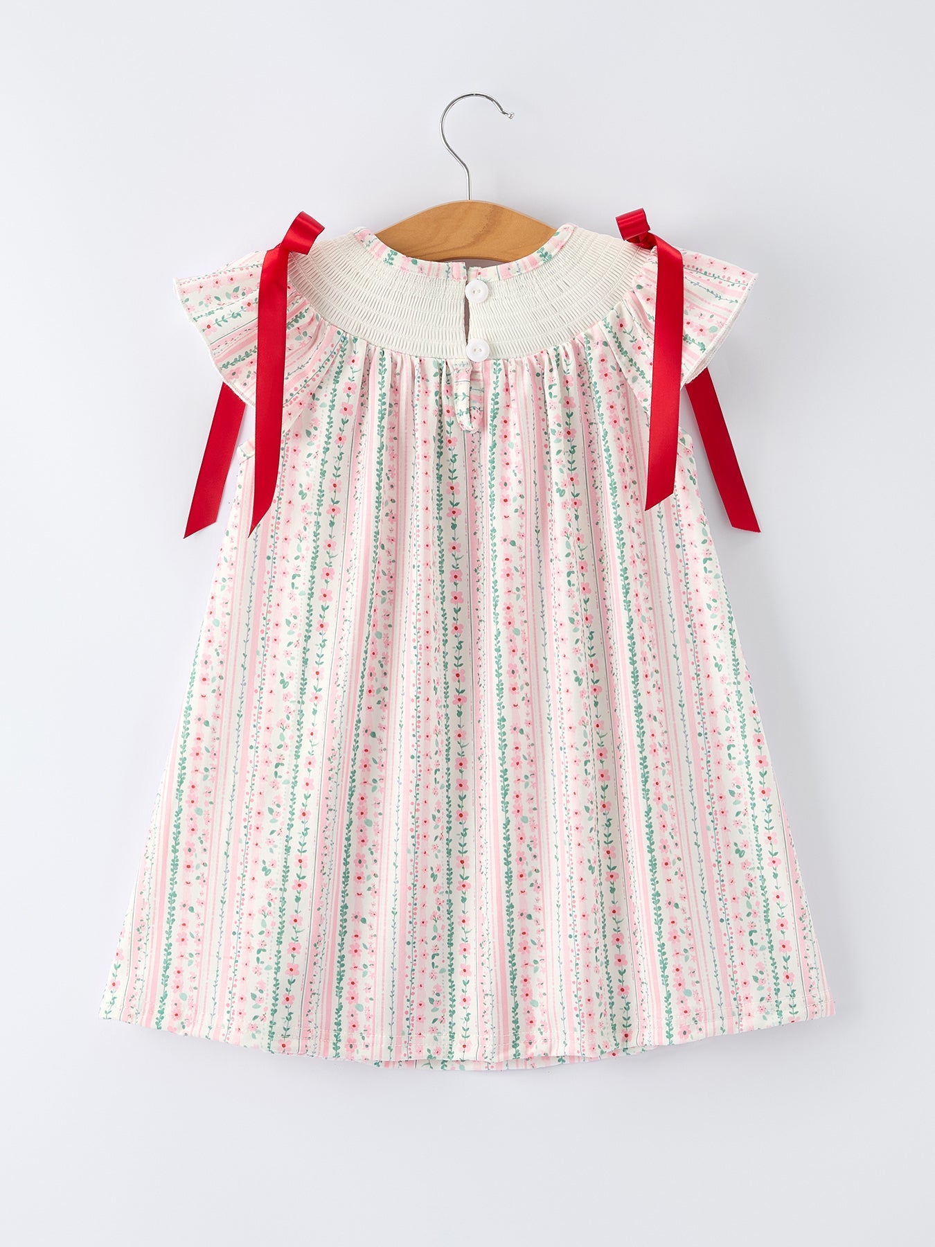 Pink Spring Floral Smocked Girl Dress