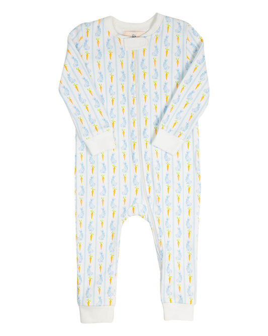 Blue Bunny Knit Zip Up Pajamas (FINAL SALE)