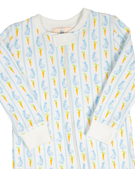 Blue Bunny Knit Zip Up Pajamas (FINAL SALE)