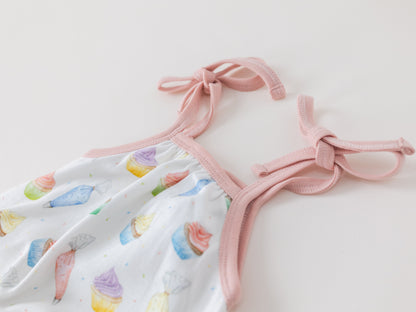 Frosted Happiness Organic Cotton Shoulder-Tie Onesie