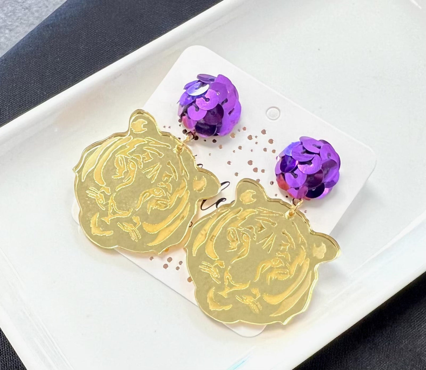 Sequin Tiger Earrings