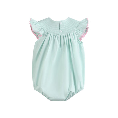 Misty Blue Easter Bunny Smocked Bubble