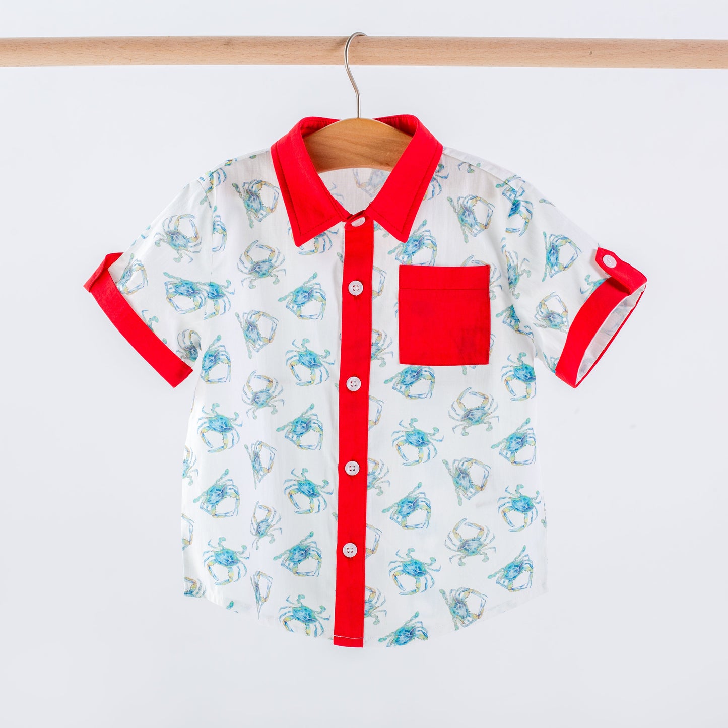 Catching Crabs Kid's Short Sleeve Collared Shirt
