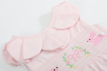 Pink Petal Collared Smocked Bubble