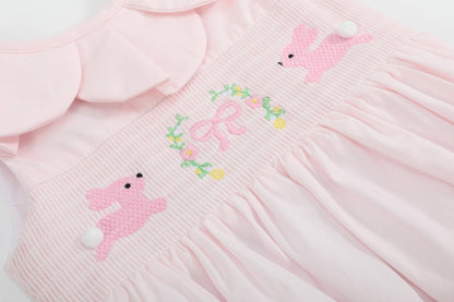 Pink Petal Collared Smocked Bubble