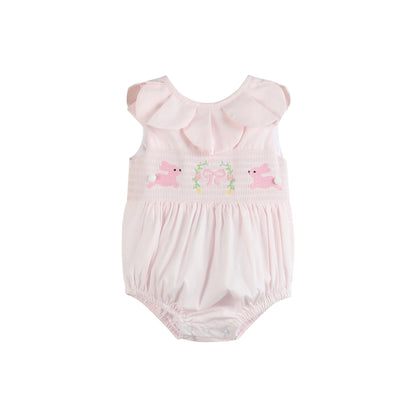 Pink Petal Collared Smocked Bubble