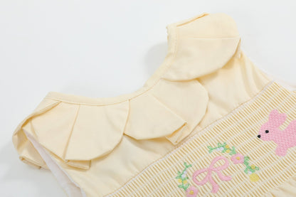 Yellow Petal Collared Smocked Bubble