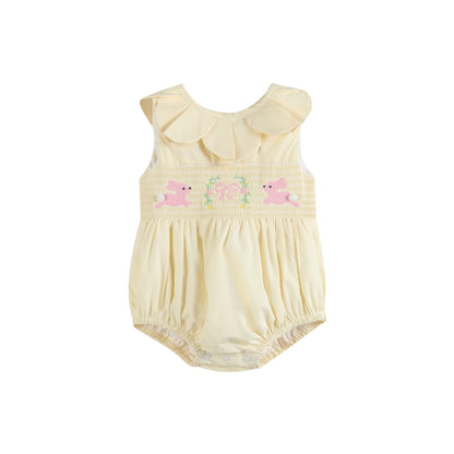 Yellow Petal Collared Smocked Bubble